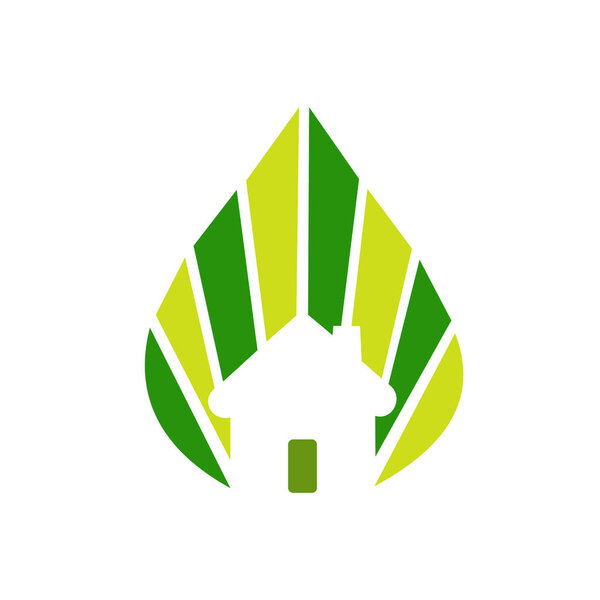 Eco house icon, building company logo, home sign, vector, symbol