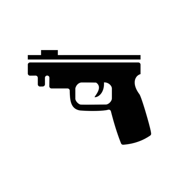 Black gun isolated on white background, pistol vector, sign, logo — Stock Vector