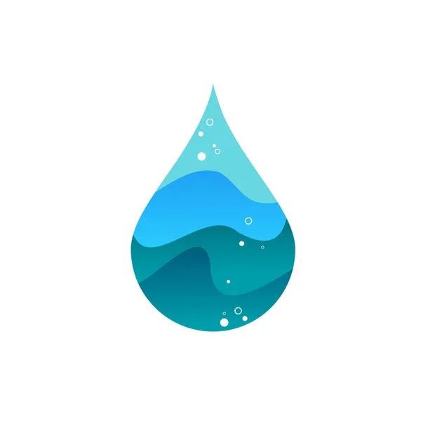 Abstract Blauw Waterdruppel Met Bubbels Pictogram Vector Eco Symbool Aqua — Stockvector