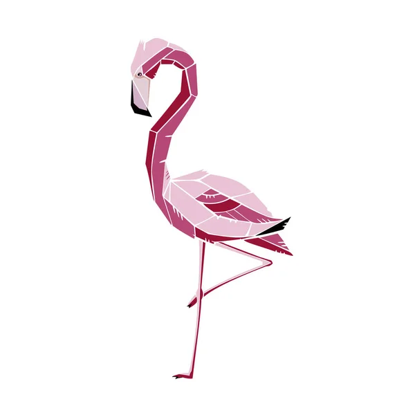 Söt Rosa Flamingo Ikonen Vektorillustration Isolerade Vit Bakgrund Färgglada Tropiska — Stock vektor