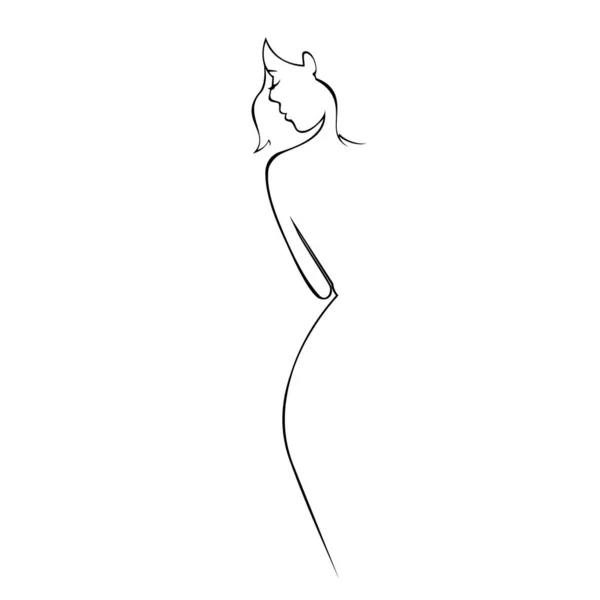 Silueta Elegante Dama Vector Icono Chica Desnuda Señal Movimiento Símbolo — Vector de stock