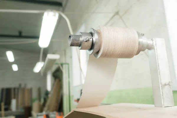 Veneer processing on the machine — Stock Photo, Image