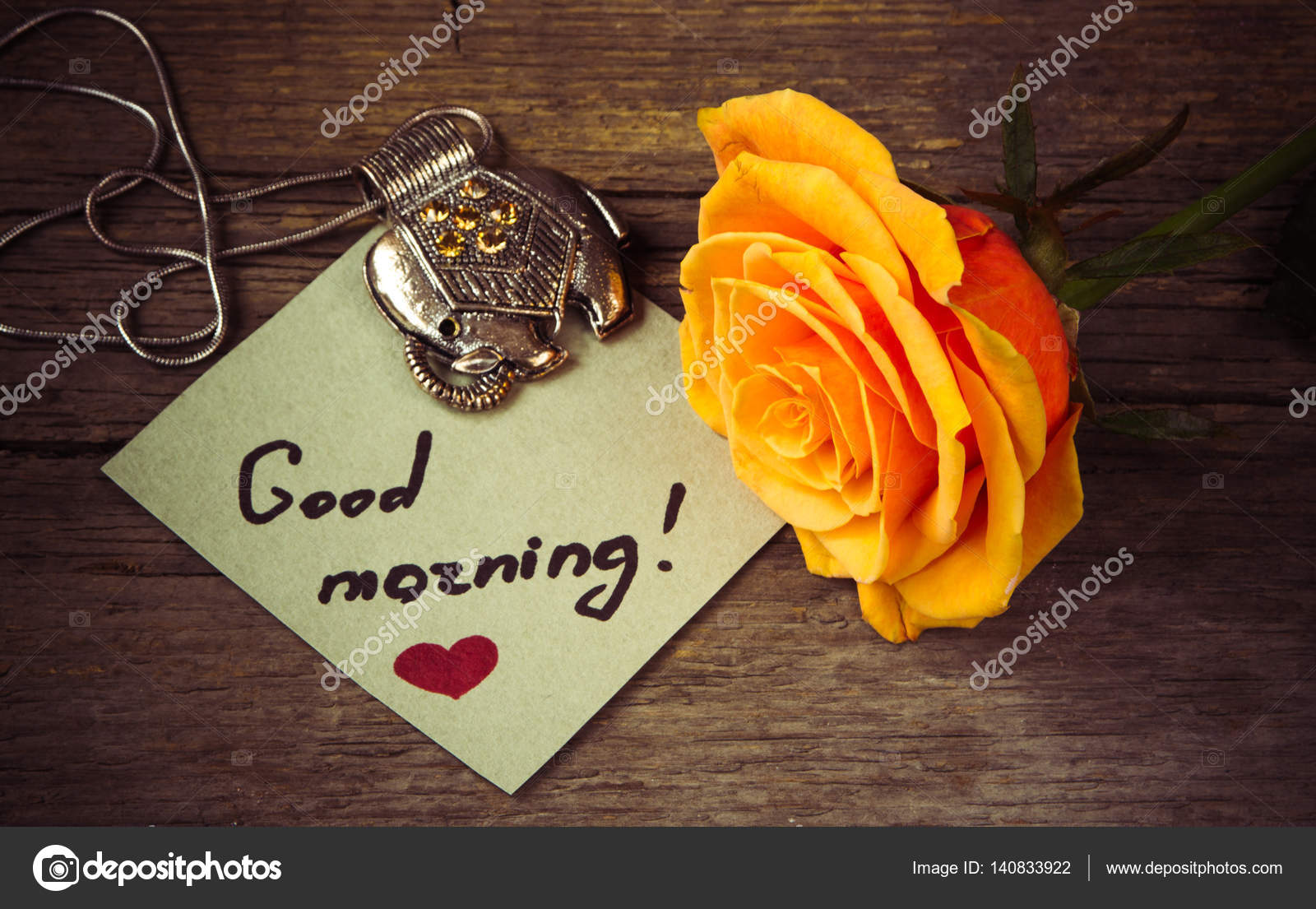 Images Good Night Orange Rose Good Morning Text On A Paper