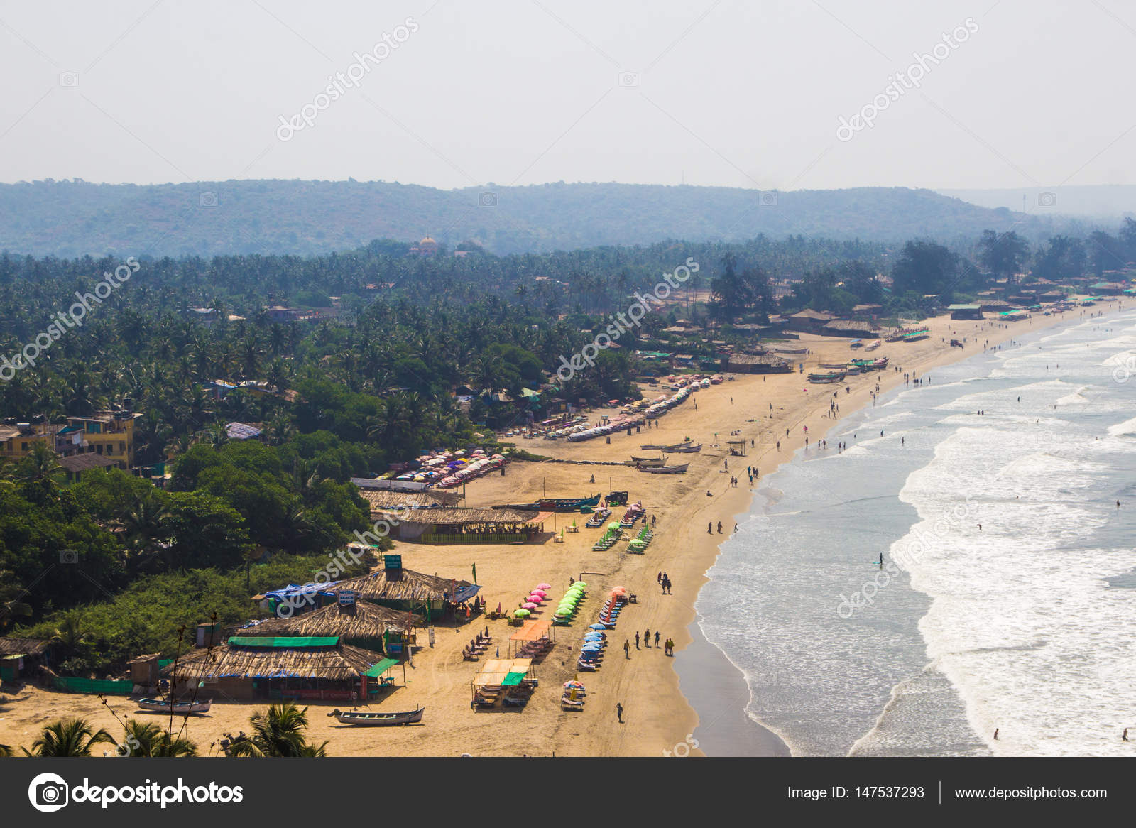 Arambol Beach Top View Palms Beach And Arabian Sea Goa