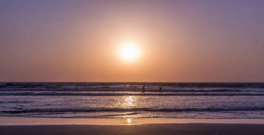 Umman Denizi, Hint Okyanusu, Arambol Beach, Goa, üzerinden günbatımı içinde