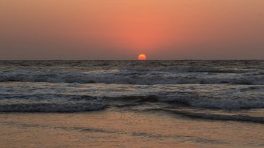Umman Denizi, Hint Okyanusu, Arambol Beach, Goa, üzerinden günbatımı içinde