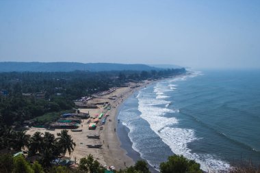 Arambol plaj üstten görünüm, avuç içi, plaj ve Arap Denizi, Goa, Hindistan