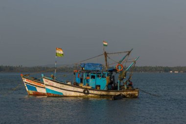 Chapora, Goa, Hindistan - 3 Şubat 2017: balıkçı tekneleri Chapora po