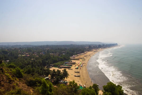 Арамбол пляж вид зверху, пальми, пляж і Аравійське море, Гоа, Індія — стокове фото