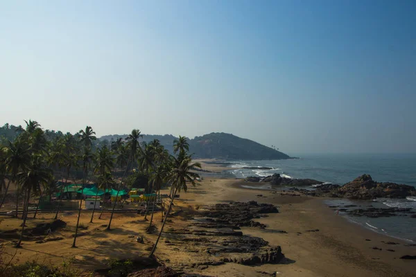 Letecký pohled na Vagator Beach v severní provincii Goa, Indie — Stock fotografie