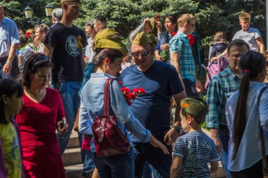 Almatı, Kazakistan - 9 Mayıs: Zafer Bayramı kutlama (zafer 