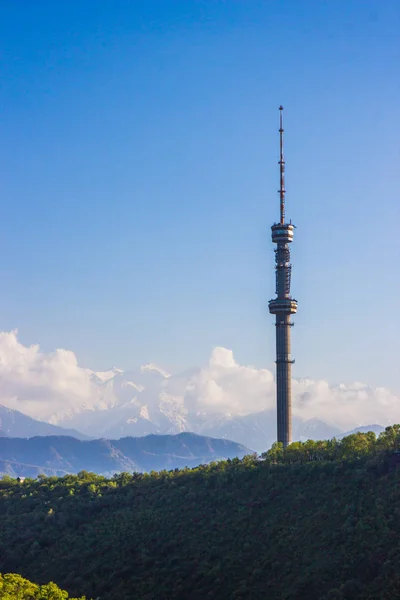 Kok Tobe hill ve dağlar görünümünde Bahar, Almatı, Kazakistan