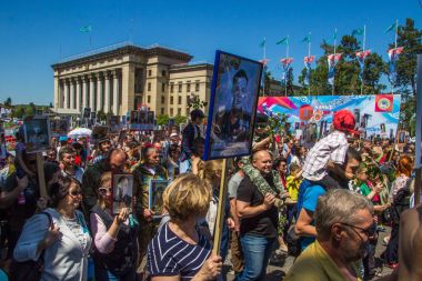 ALMATY, KAZAKHSTAN - MAY 9: Immortal Regiment march during the V