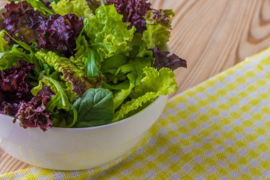 Salata yaprakları, mor marul, ıspanak, roka. Karışık taze sala