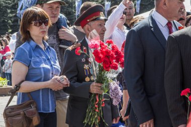 Almatı, Kazakistan - 9 Mayıs: Zafer Bayramı kutlama (zafer 
