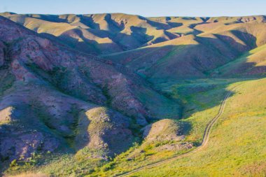 Bozkır Kazakistan'ın yolda. Üstten Görünüm