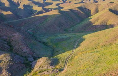 Bozkır Kazakistan'ın yolda. Üstten Görünüm