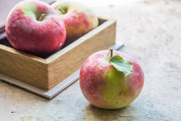 Sonbahar taze elma. Elma deride polen ile.