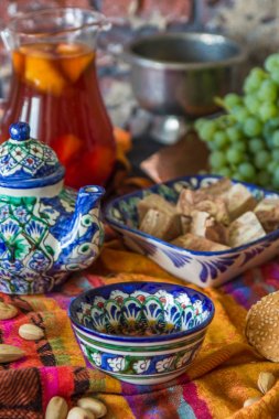 Şark gıda. Çay ve tatlılar Özbek Ulusal tarzı