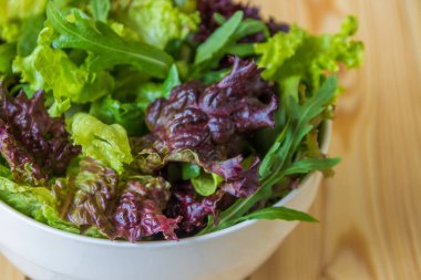 Salata yaprakları, mor marul, ıspanak, roka. Karışık taze sala