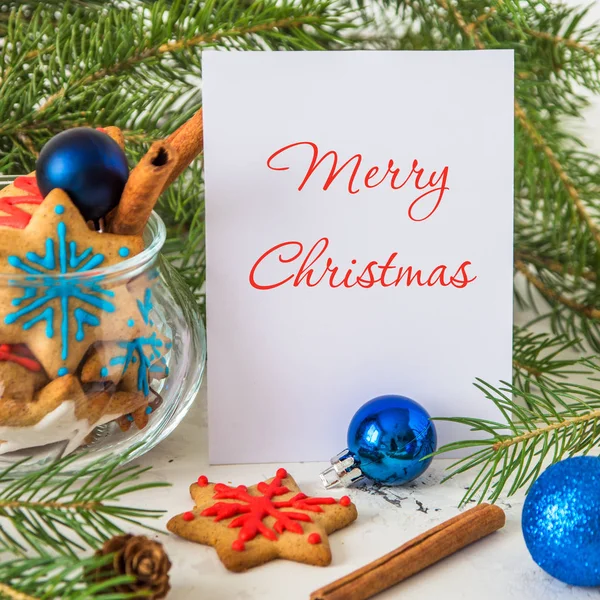 Christmas and new year cookies. Merry christmas card — Stock Photo, Image