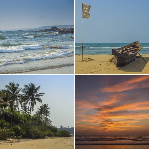 Коллаж побережья океана штата Гоа в Индии — стоковое фото