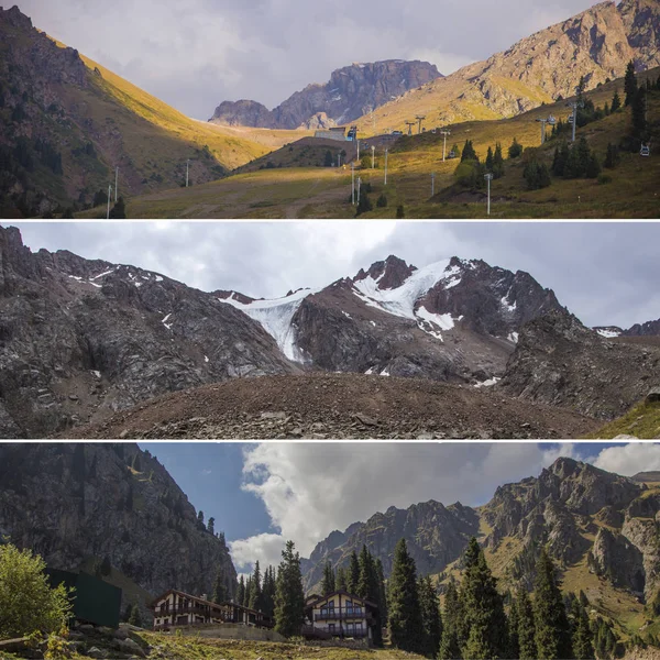 Collage of mountains near Almaty city, Kazakhstan — Stock Photo, Image