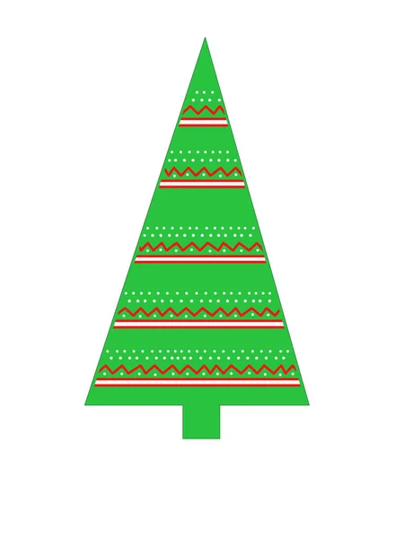 Grüner Dreieck-Weihnachtsbaum mit geometrischem Muster — Stockfoto