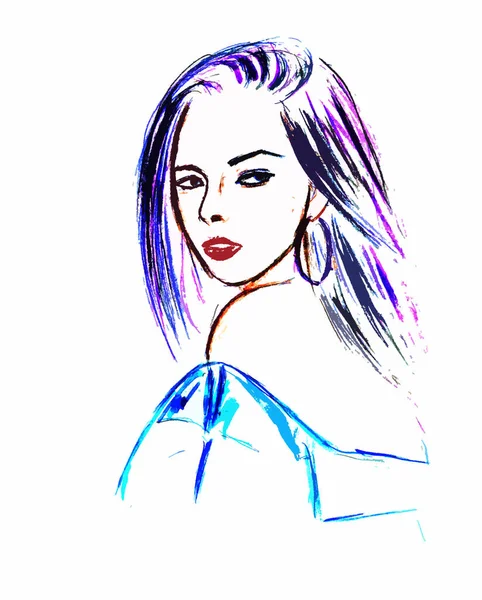 Портрет Девушки Пурпурными Волосами — стоковое фото
