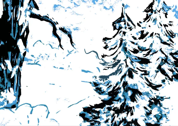 Фон Зимовими Деревами Ялинками — стокове фото