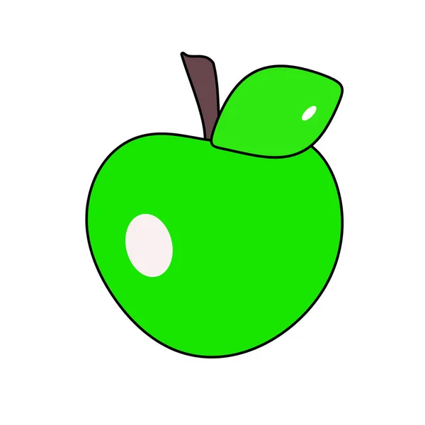 Zielone Jabłko Liściem Białym Tle — Zdjęcie stockowe
