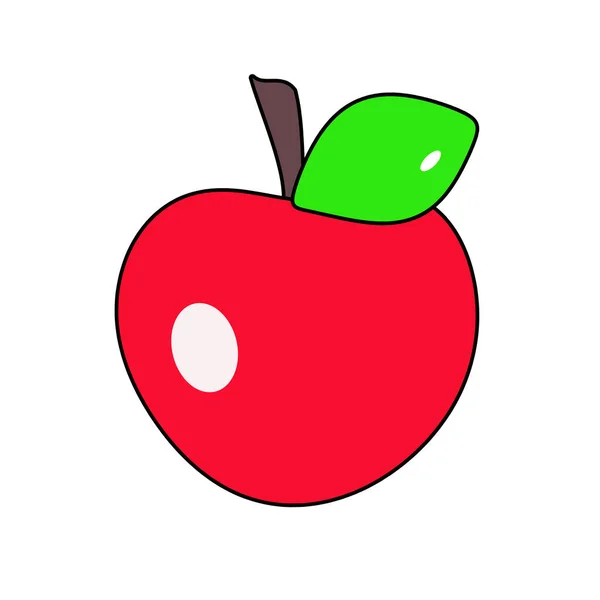 Rött Äpple Med Ett Blad Vit Bakgrund — Stockfoto