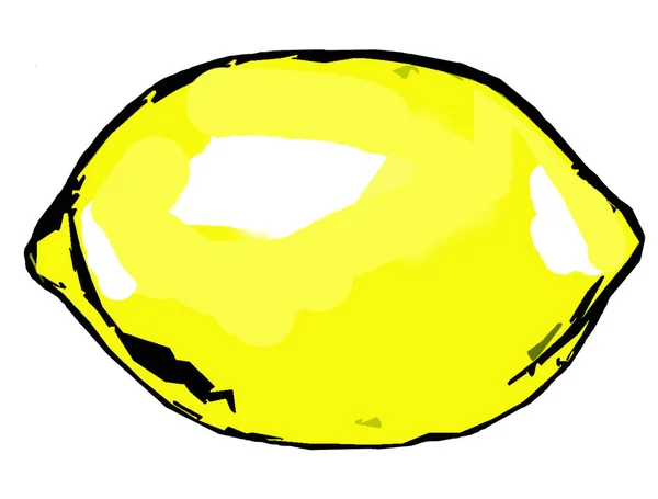 Grafik Einer Zitrone Auf Weißem Hintergrund — Stockfoto