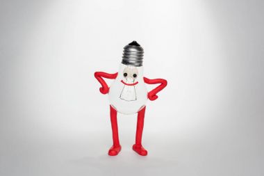 akkor ampul ve hamuru gülümseyen komik karakter