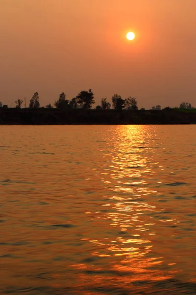 Mekongfloden Solnedgång — Stockfoto