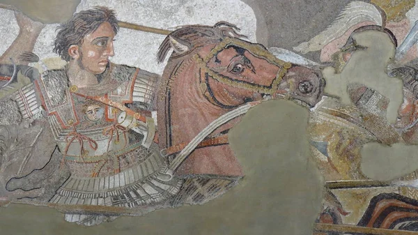 Pompei Włochy Kwietnia 2017 Starożytnej Mozaiki Rzymskie Aleksandra Wielkiego Walce Obraz Stockowy