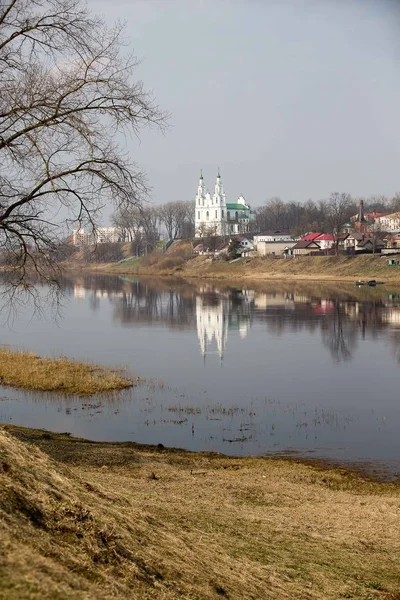 Місто Полоцьк Річці Західна Двіна — стокове фото