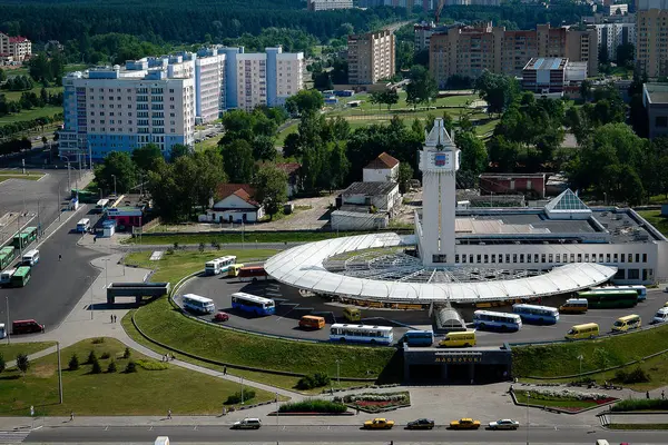 Δρόμοι Μνημεία Και Αρχιτεκτονική Στο Μινσκ Κομμουνιστική Κληρονομιά — Φωτογραφία Αρχείου