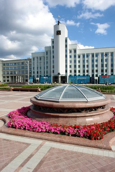 Δρόμοι Μνημεία Και Αρχιτεκτονική Στο Μινσκ Κομμουνιστική Κληρονομιά — Φωτογραφία Αρχείου