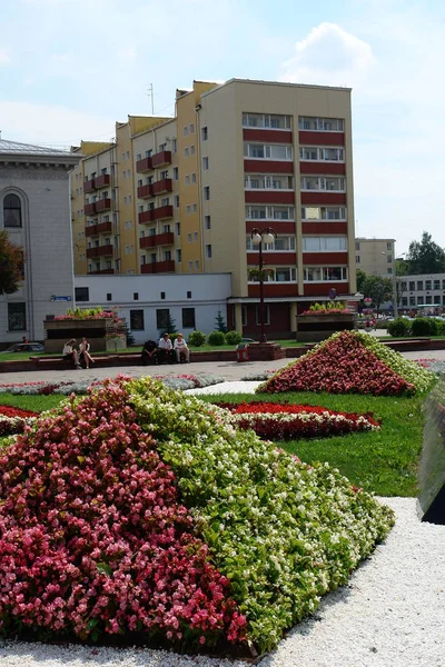 Δρόμοι Παρτέρια Κατάστημα Βιομηχανικών Προϊόντων Σοβιετικό Κτίριο — Φωτογραφία Αρχείου