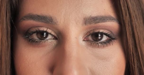 Close-up de olho marrom retrato 4k — Vídeo de Stock