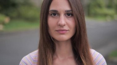 Portrait benevolent woman eyes wide open 4k