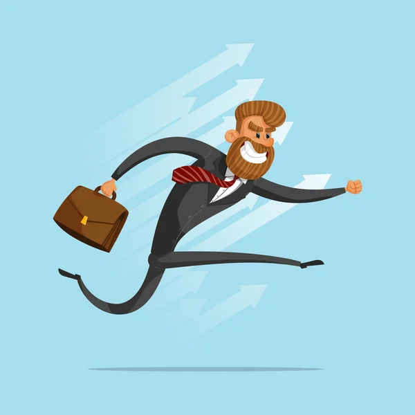 Happy businessman or manager rushes to success. Vector illustrations — Διανυσματικό Αρχείο