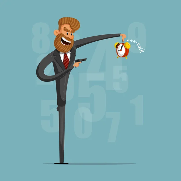 A businessman or manager of killing time with a pistol. Vector illustrations — Διανυσματικό Αρχείο