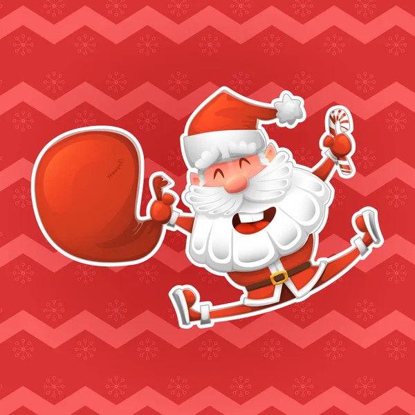 Noel vektör tasarım öğeleri. Neşeli Noel Baba yeni yıl bir sembolüdür. Etiket bir karikatür tarzı bir Noel. Tasarım Giyim ve çeşitli şekillerde reklam için mükemmel seçim.