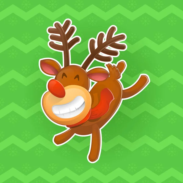 Eléments de design vectoriel de Noël. Jolly deer, symbole de la nouvelle année. Noël un autocollant dans un style de dessin animé. Excellent choix pour votre conception sur les vêtements et dans une variété de façons de la publicité . — Image vectorielle