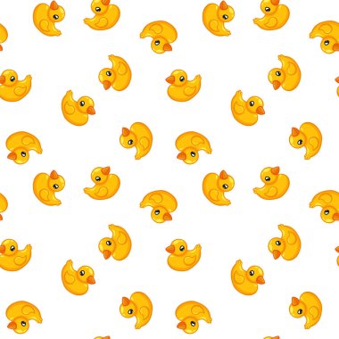 seamless modeli lastik ördek oyuncak, vektör çizim, karikatür