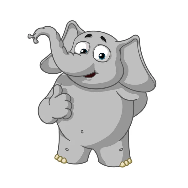 Éléphant. caractère. Il a levé le doigt. Grande collection d'éléphants isolés. Vecteur, dessin animé — Image vectorielle