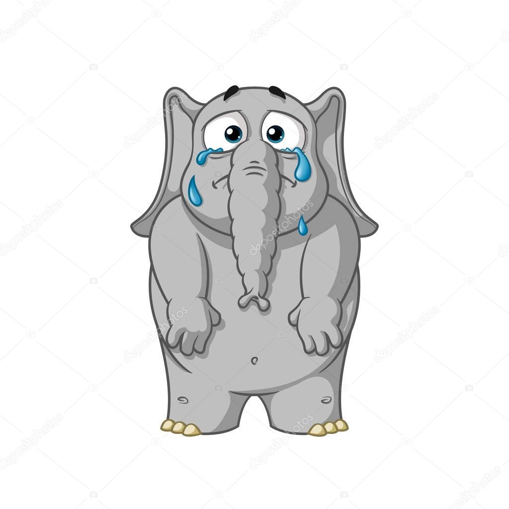 Elefante. Carácter. Gritos, lanzando lágrimas, baja sus manos. Gran