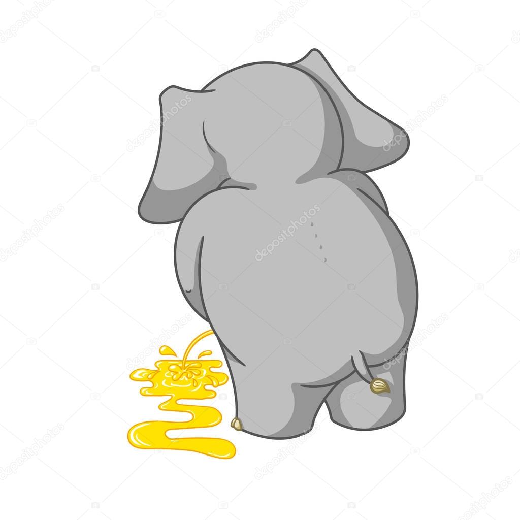 Big collection vector cartoon characters of elephants on an isolated background. Urinating